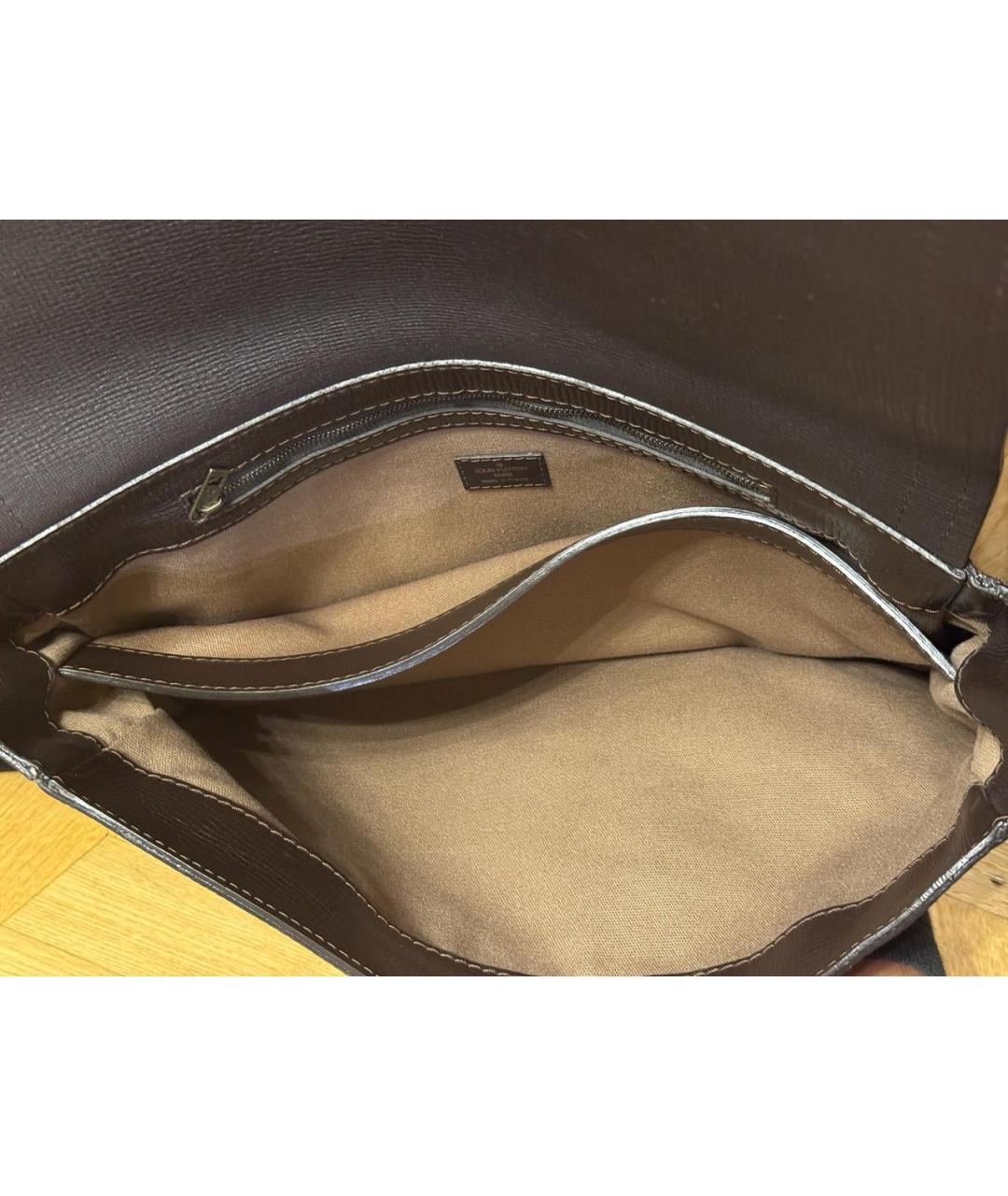 LOUIS VUITTON Коричневая кожаная сумка на плечо, фото 4