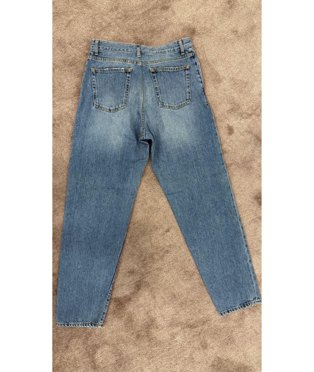 SAINT LAURENT Голубые хлопковые прямые джинсы, фото 2