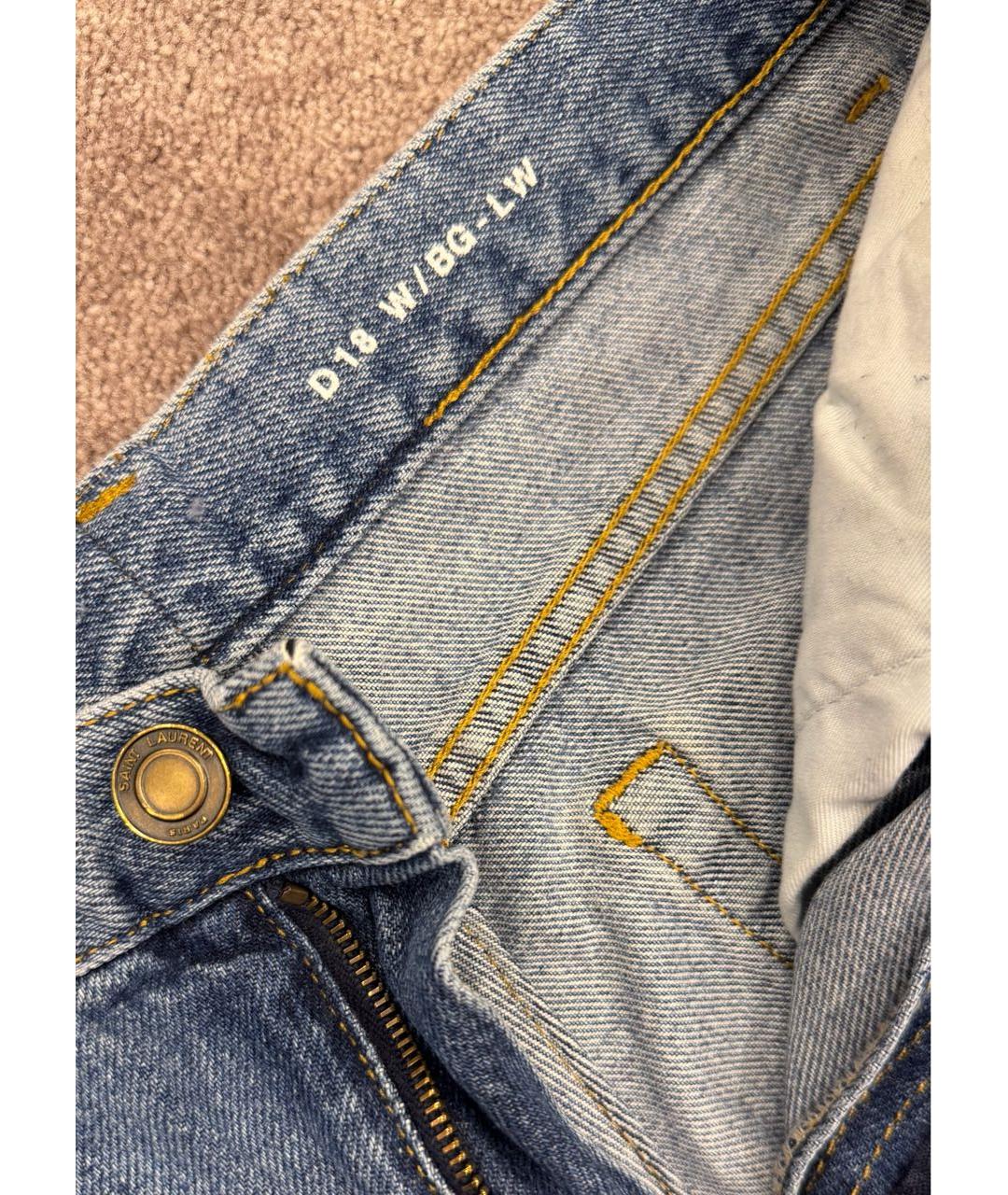 SAINT LAURENT Голубые хлопковые прямые джинсы, фото 3