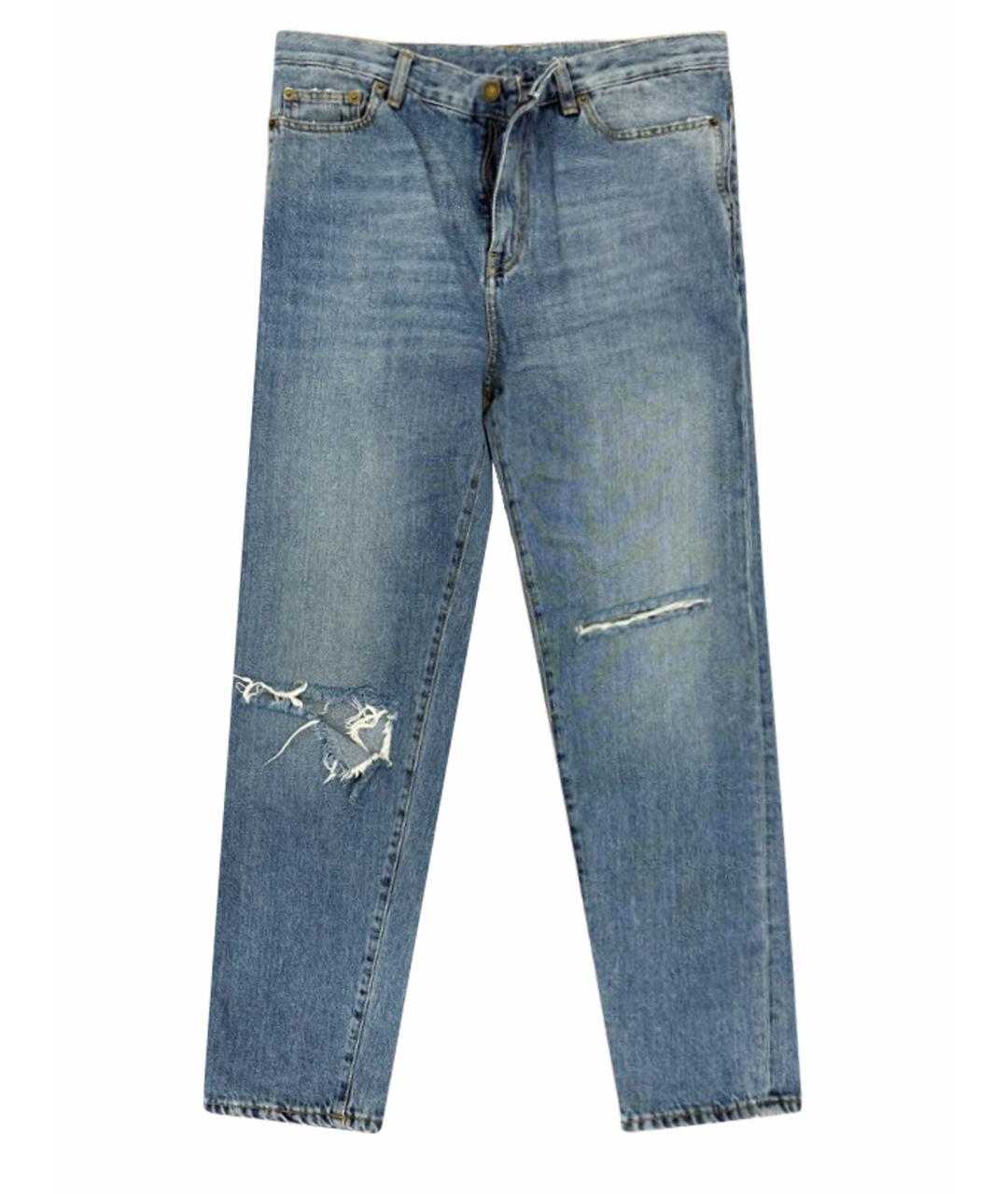 SAINT LAURENT Голубые хлопковые прямые джинсы, фото 1