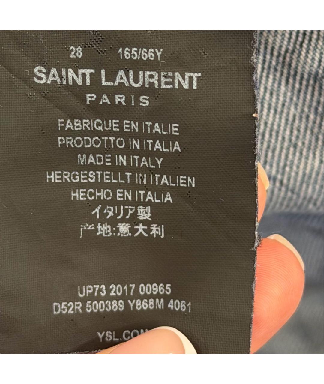 SAINT LAURENT Голубые хлопковые прямые джинсы, фото 4