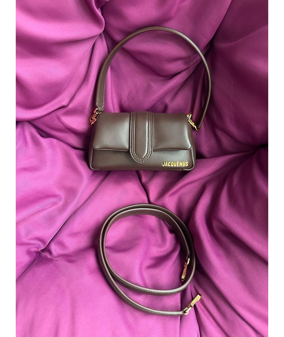 JACQUEMUS Коричневая кожаная сумка через плечо, фото 2