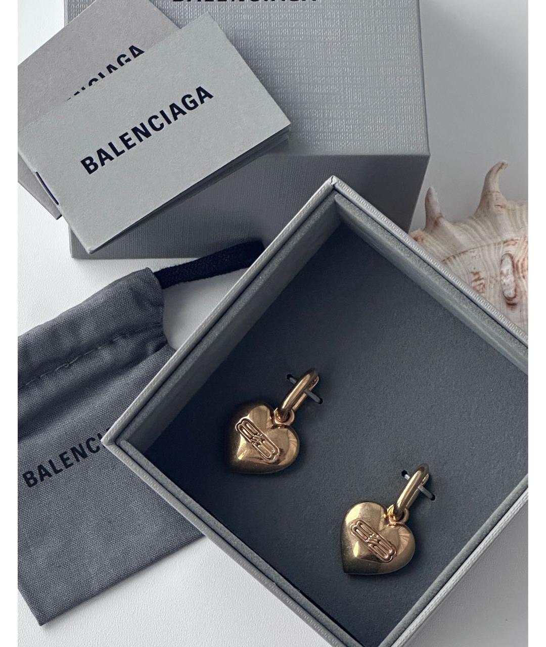 BALENCIAGA Золотые металлические серьги, фото 8