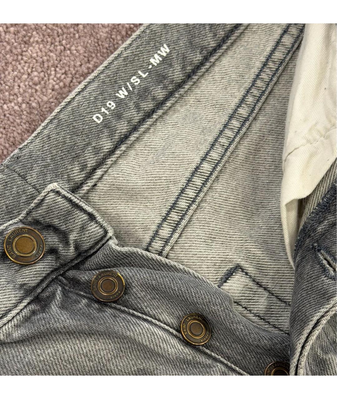 SAINT LAURENT Серые хлопковые прямые джинсы, фото 3