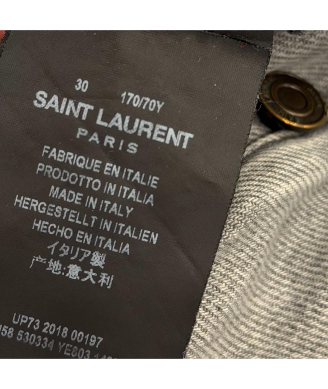 SAINT LAURENT Серые хлопковые прямые джинсы, фото 4