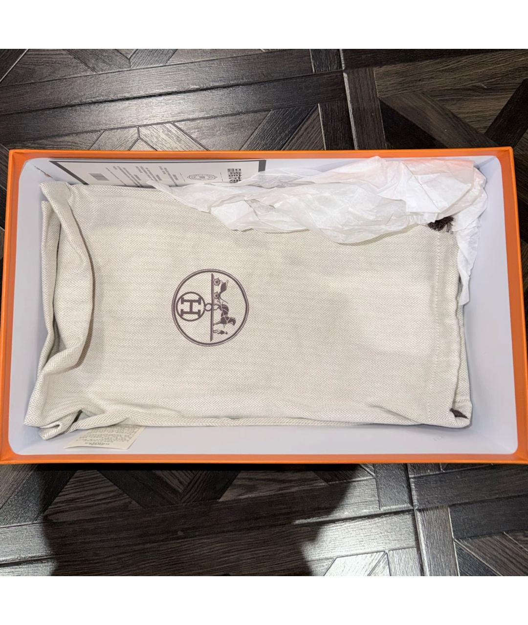 HERMES Бежевые замшевые шлепанцы, фото 8