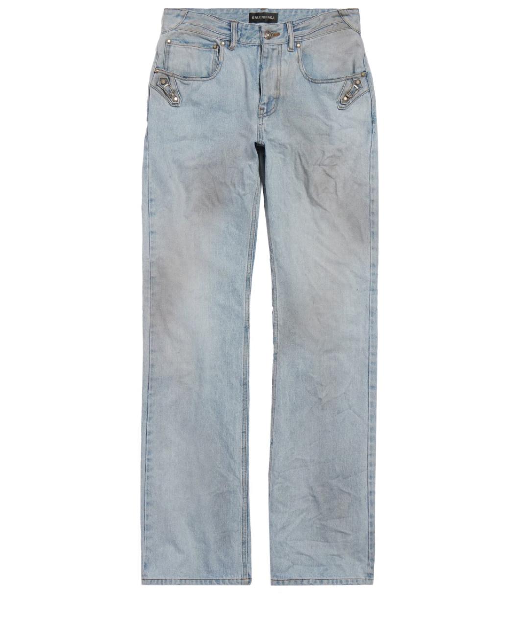 BALENCIAGA Синие хлопковые прямые джинсы, фото 1