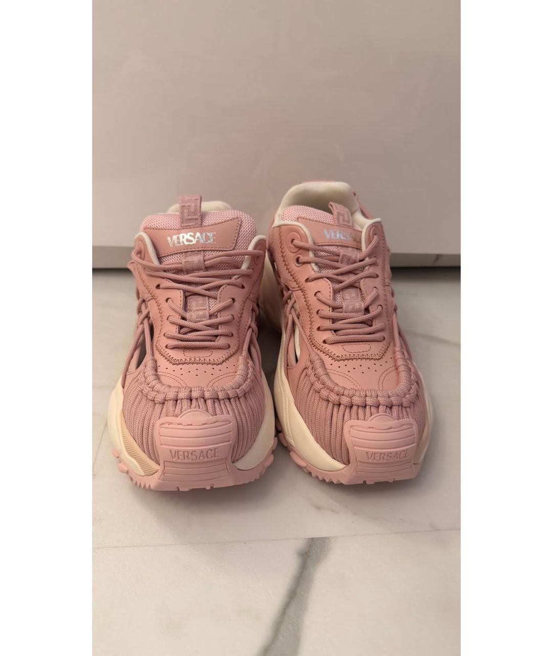 VERSACE Розовые кожаные кроссовки, фото 2