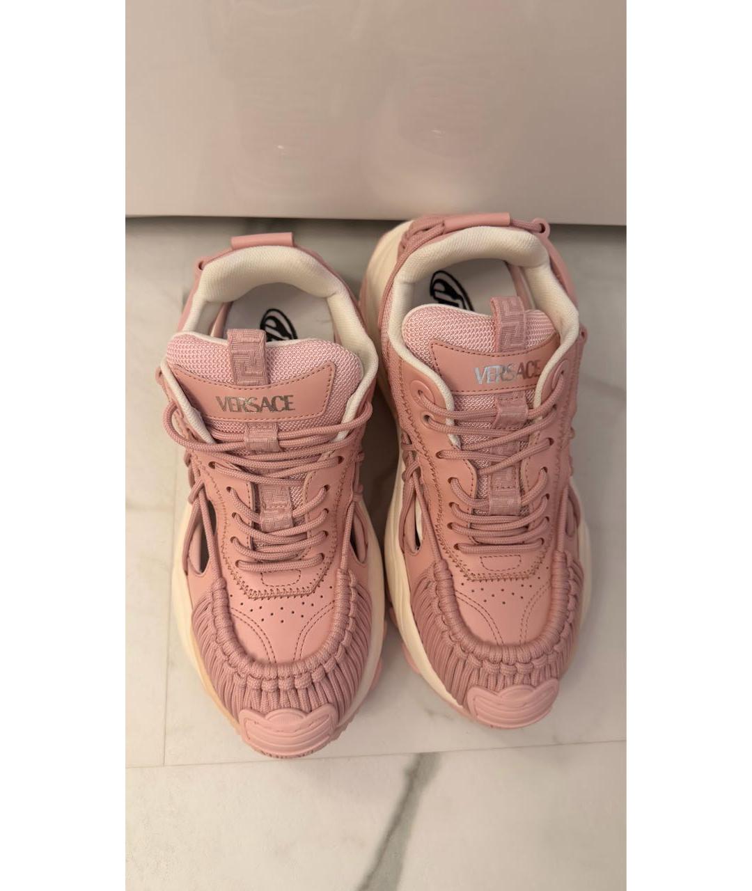 VERSACE Розовые кожаные кроссовки, фото 3