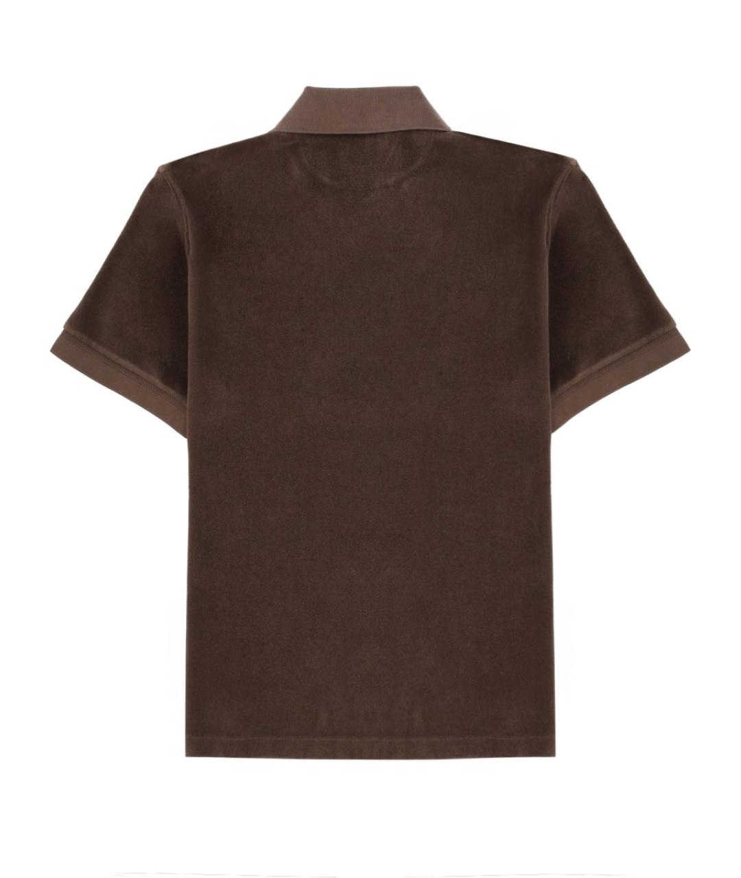 TOM FORD Коричневое хлопковое поло с коротким рукавом, фото 2