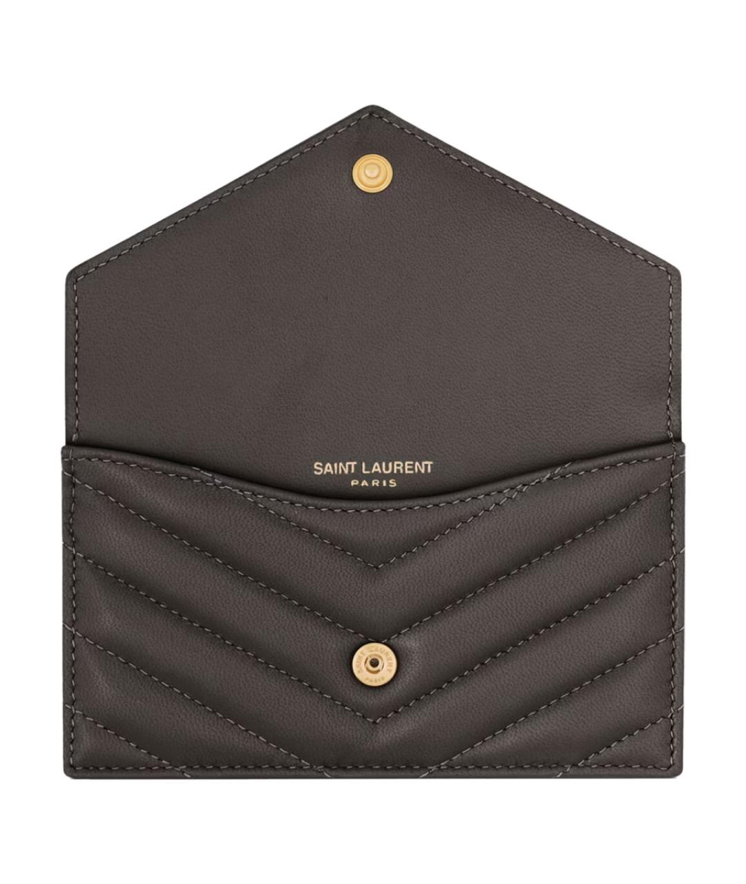 SAINT LAURENT Серый кожаный кошелек, фото 3