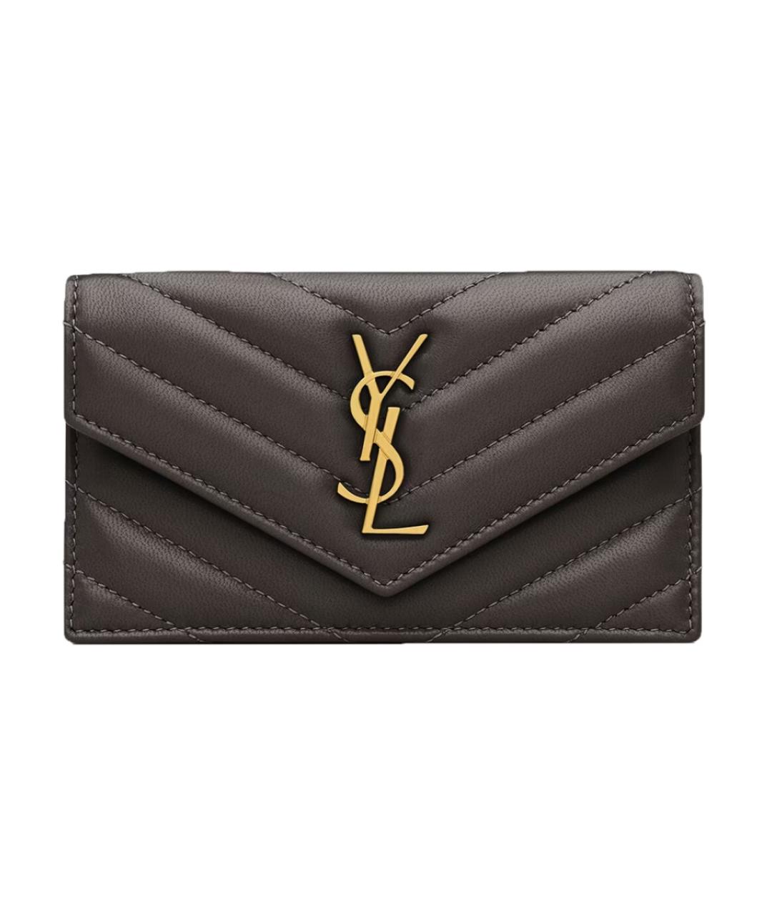 SAINT LAURENT Серый кожаный кошелек, фото 1