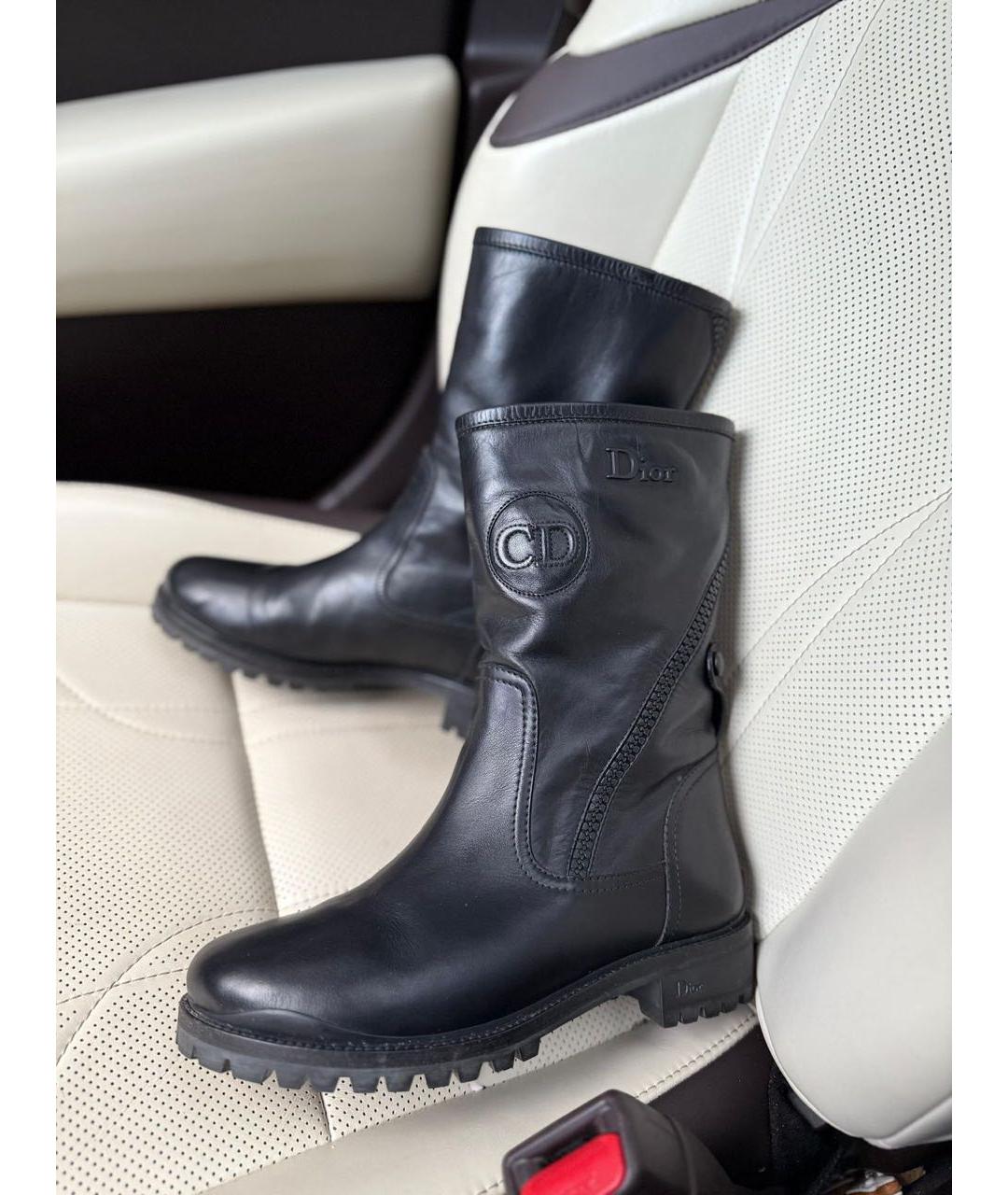 CHRISTIAN DIOR Черные кожаные сапоги, фото 3
