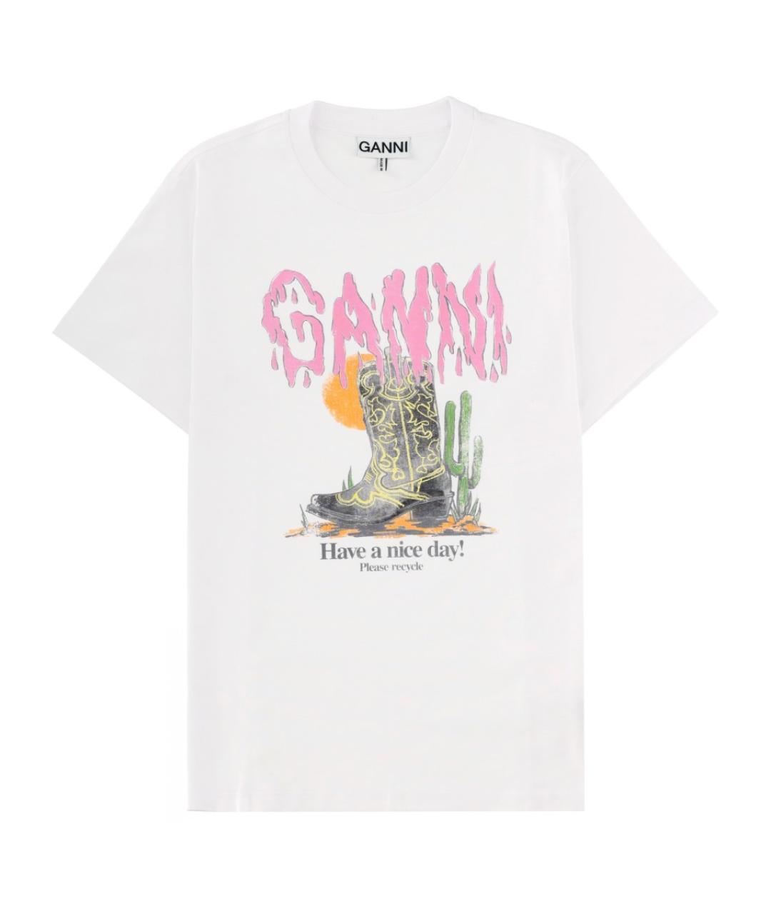 GANNI Мульти хлопковая футболка, фото 1