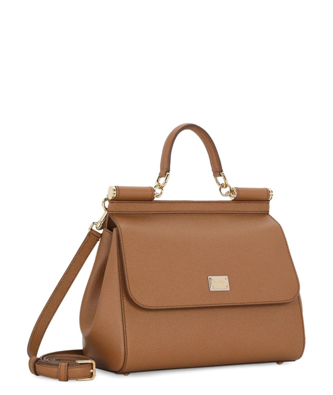 DOLCE&GABBANA Коричневая кожаная сумка с короткими ручками, фото 2