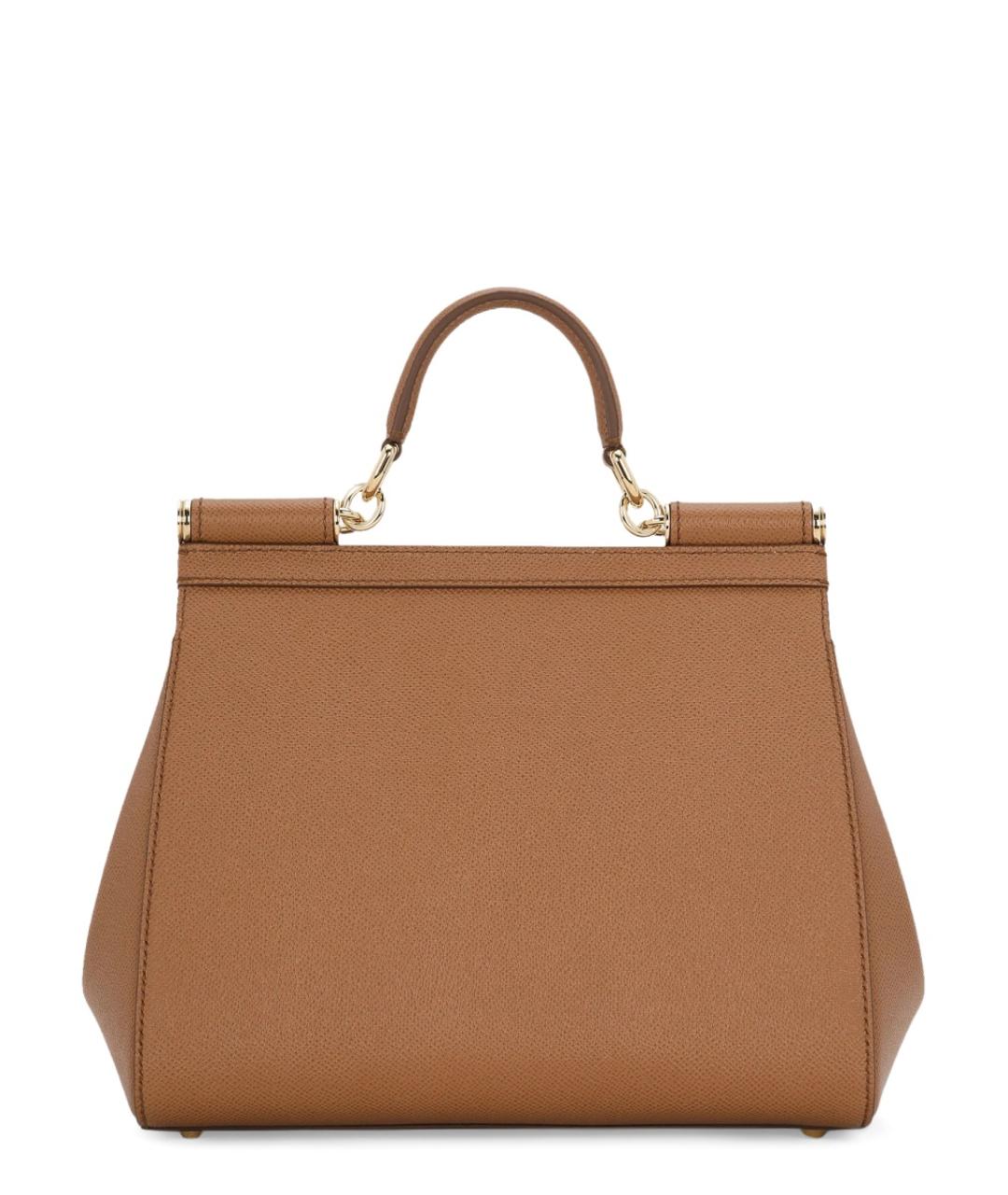 DOLCE&GABBANA Коричневая кожаная сумка с короткими ручками, фото 3