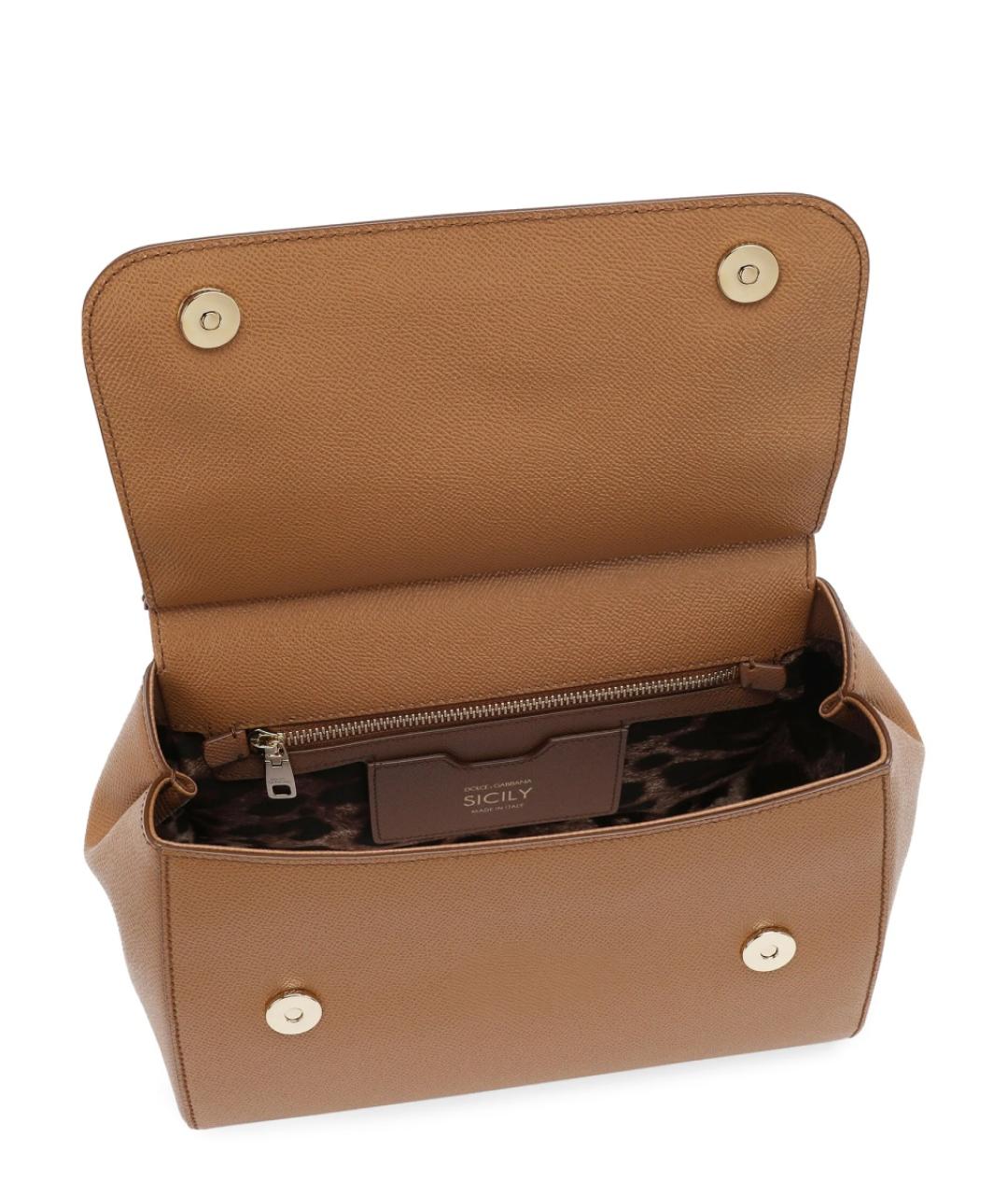 DOLCE&GABBANA Коричневая кожаная сумка с короткими ручками, фото 4