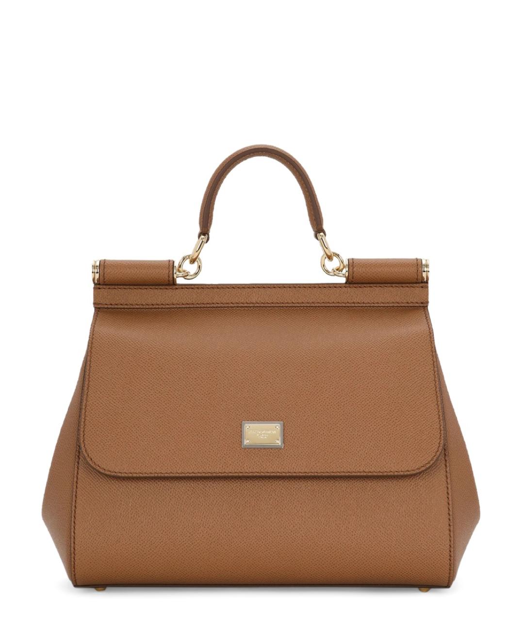 DOLCE&GABBANA Коричневая кожаная сумка с короткими ручками, фото 1