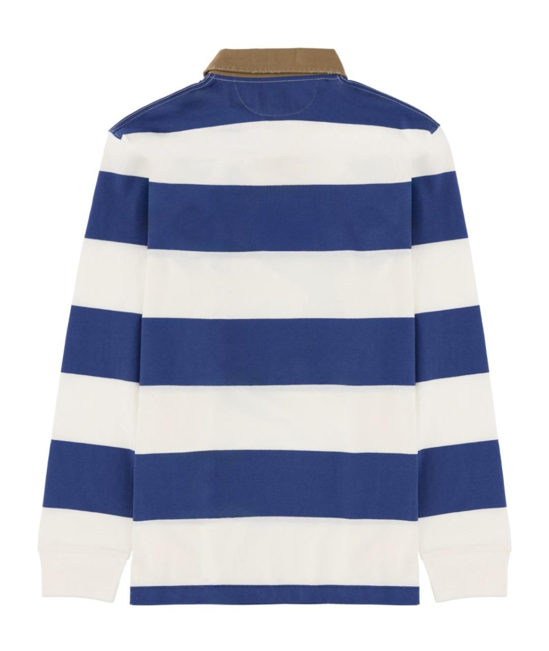 POLO RALPH LAUREN Синее хлопковое поло с длинным рукавом, фото 2