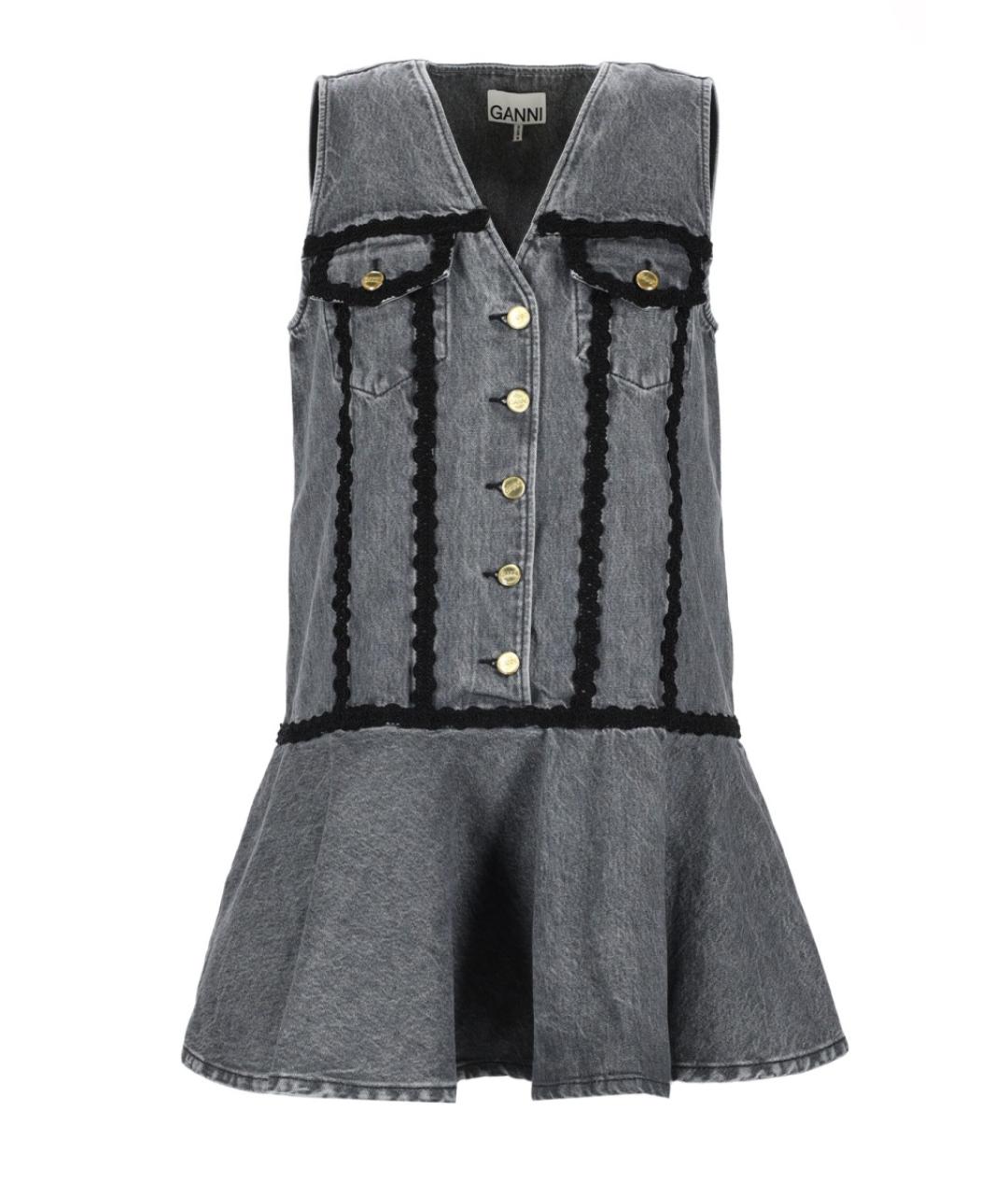 GANNI Серое хлопковое платье, фото 1
