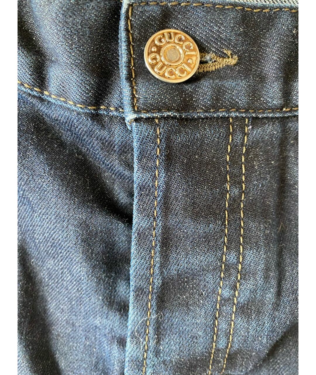 GUCCI Темно-синие хлопко-эластановые прямые джинсы, фото 7