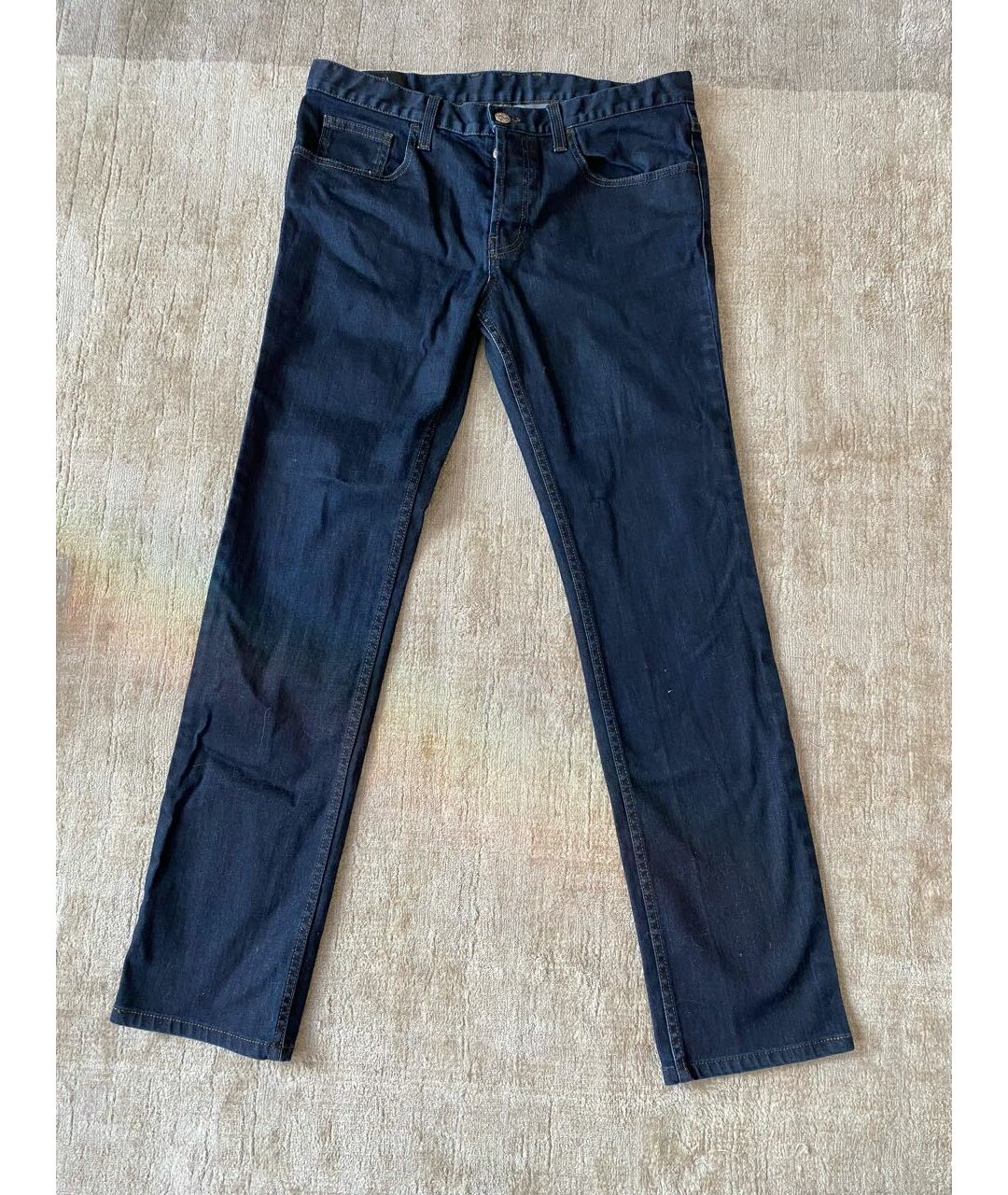 GUCCI Темно-синие хлопко-эластановые прямые джинсы, фото 8