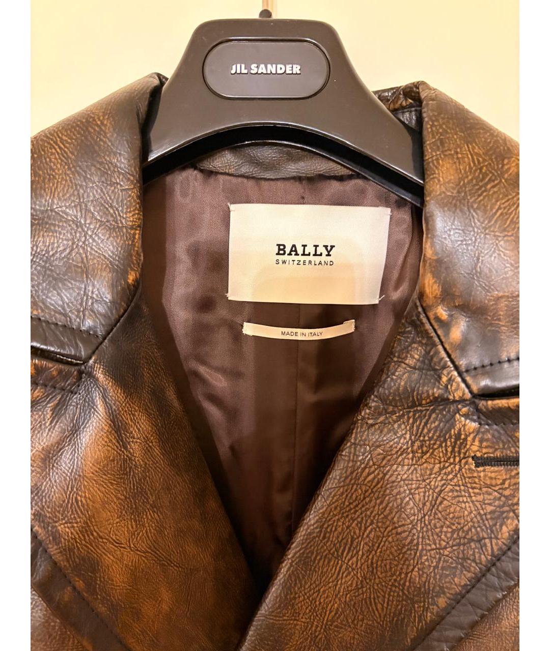BALLY Коричневый кожаный тренч / плащ, фото 3