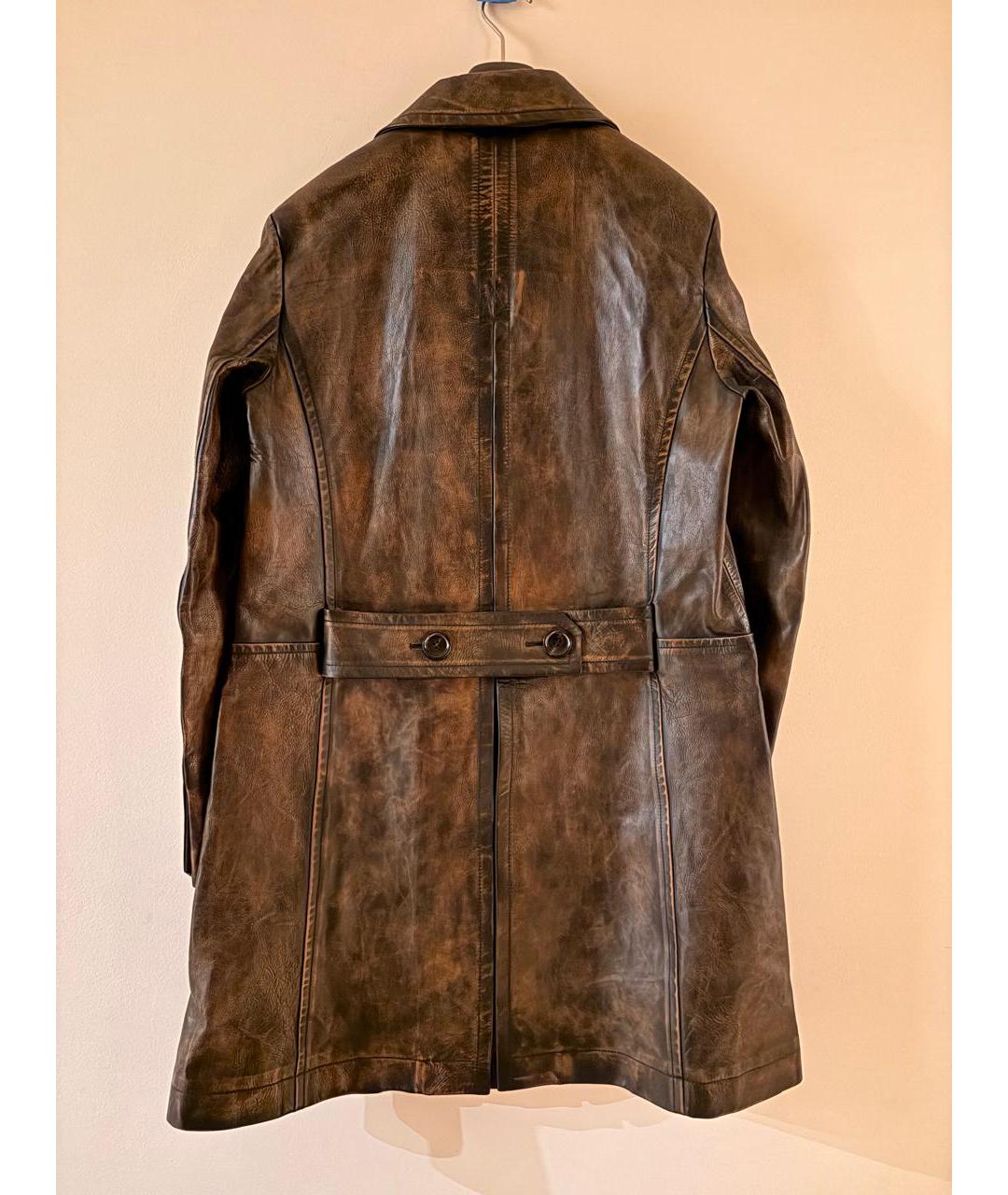 BALLY Коричневый кожаный тренч / плащ, фото 2