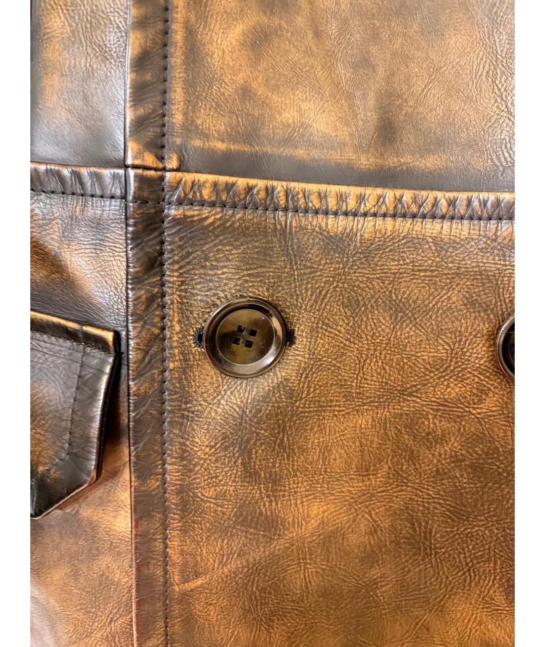 BALLY Коричневый кожаный тренч / плащ, фото 4