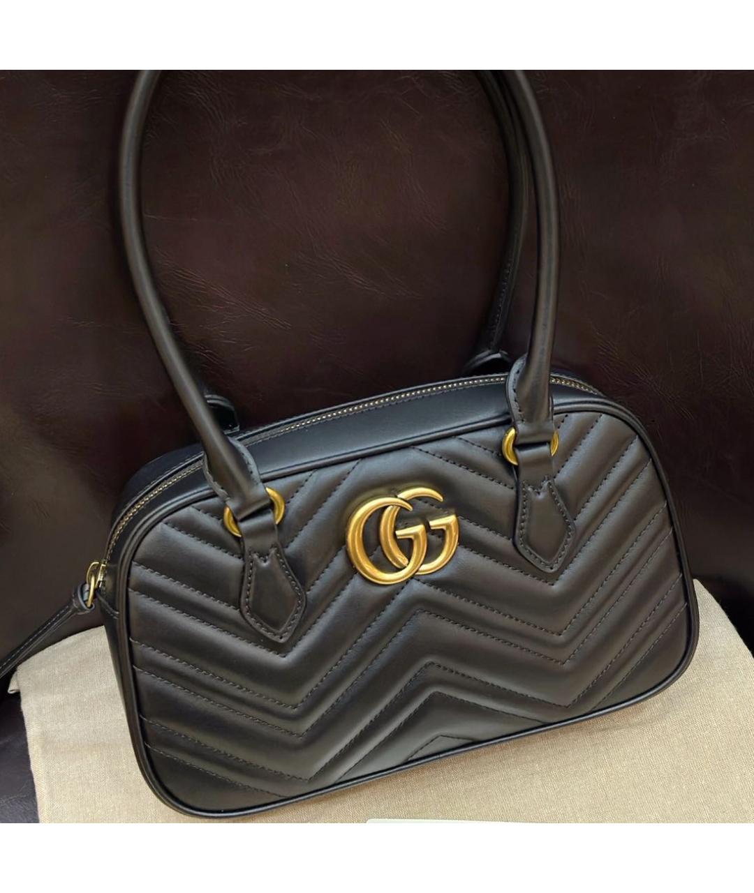 GUCCI Черная кожаная сумка с короткими ручками, фото 2