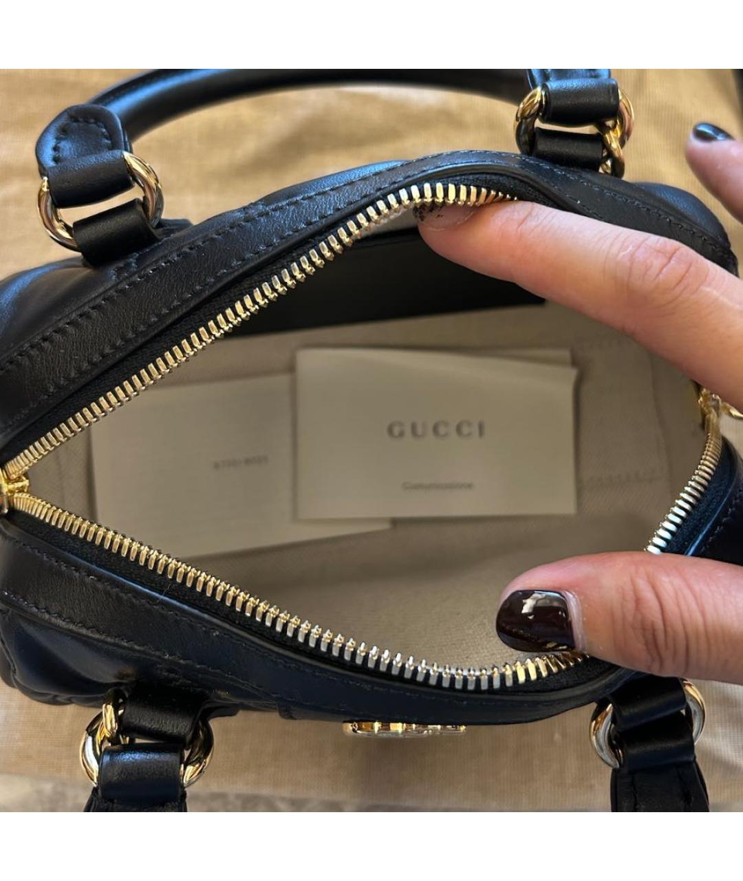 GUCCI Черная кожаная сумка с короткими ручками, фото 4