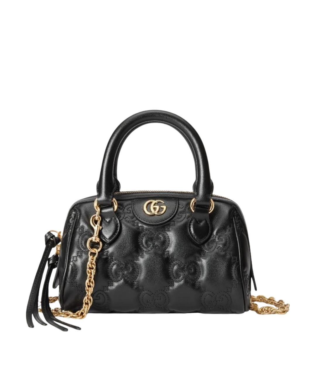 GUCCI Черная кожаная сумка с короткими ручками, фото 1