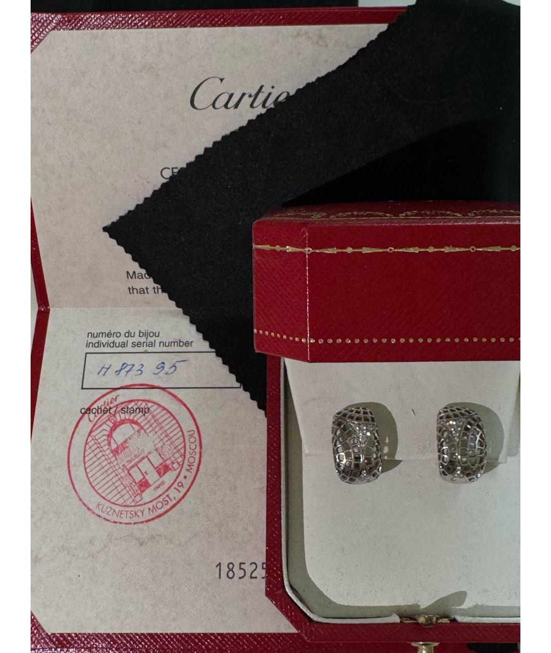 CARTIER Белые платиновые серьги, фото 4