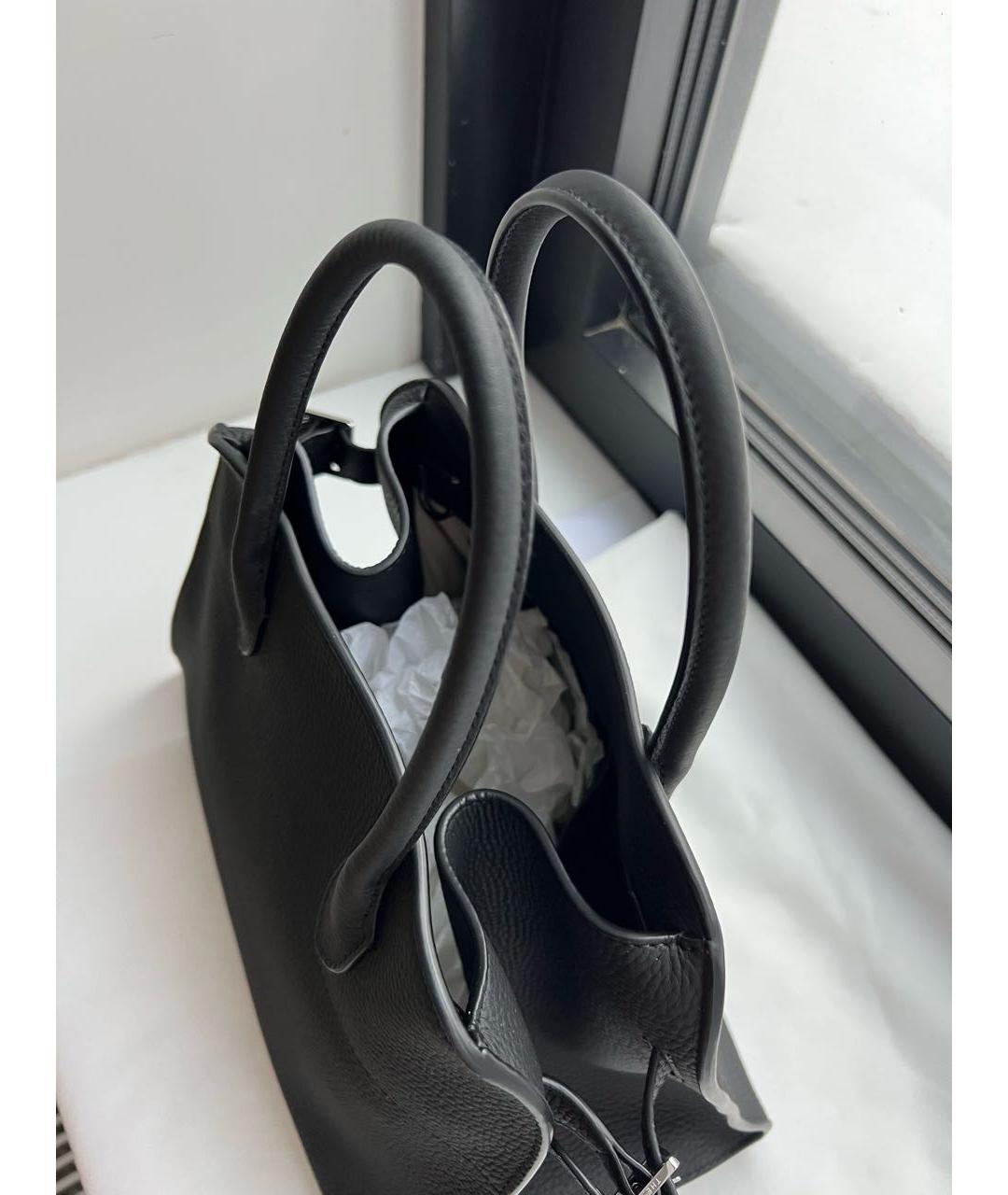 THE ROW Черная кожаная сумка с короткими ручками, фото 6