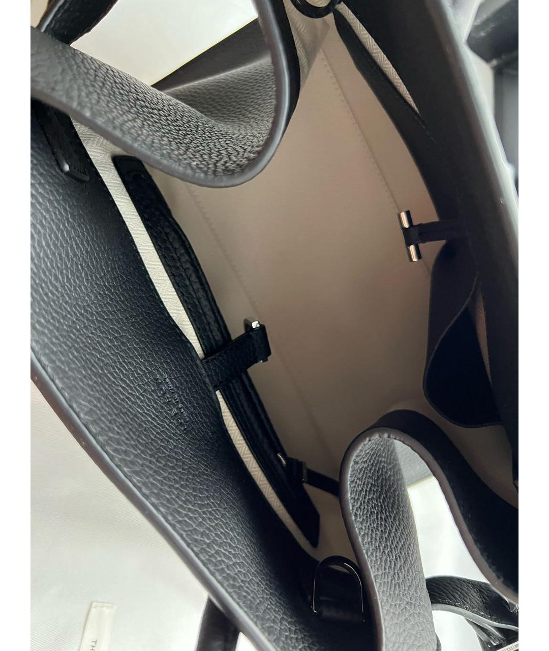 THE ROW Черная кожаная сумка с короткими ручками, фото 7