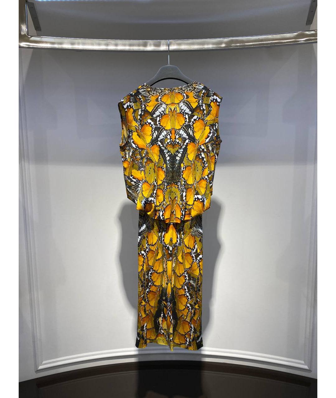 ALEXANDER MCQUEEN Горчичное вискозное коктейльное платье, фото 3