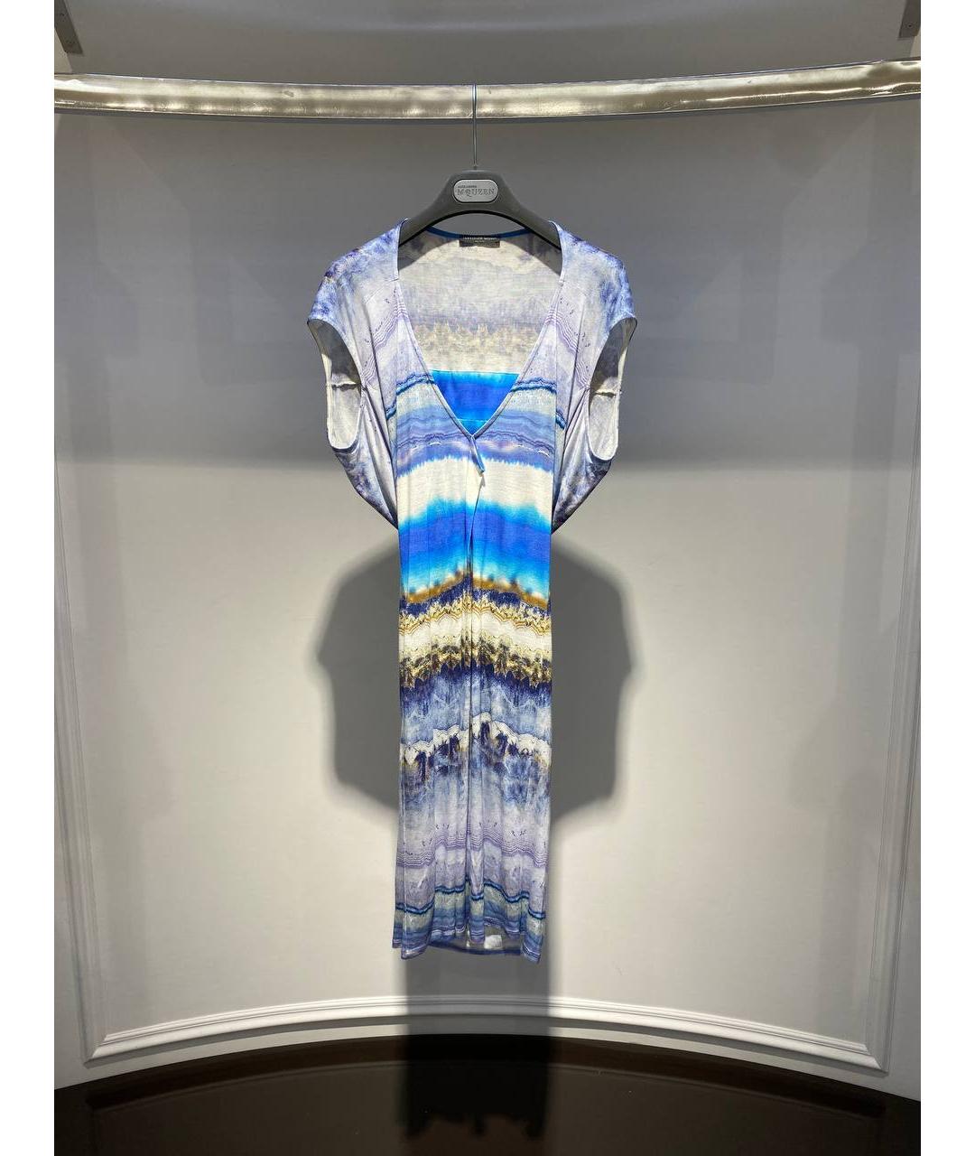 ALEXANDER MCQUEEN Голубое вискозное платье, фото 4