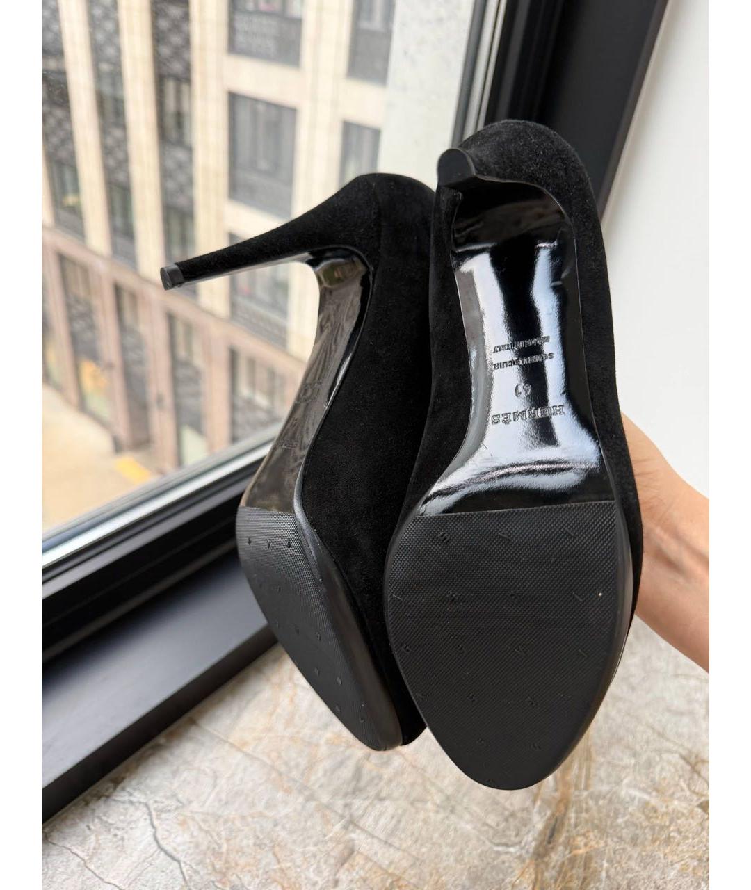 HERMES Черные замшевые туфли, фото 5