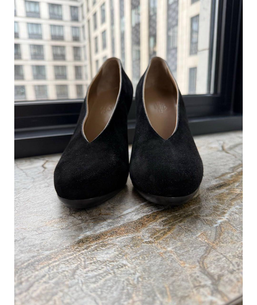 HERMES Черные замшевые туфли, фото 2