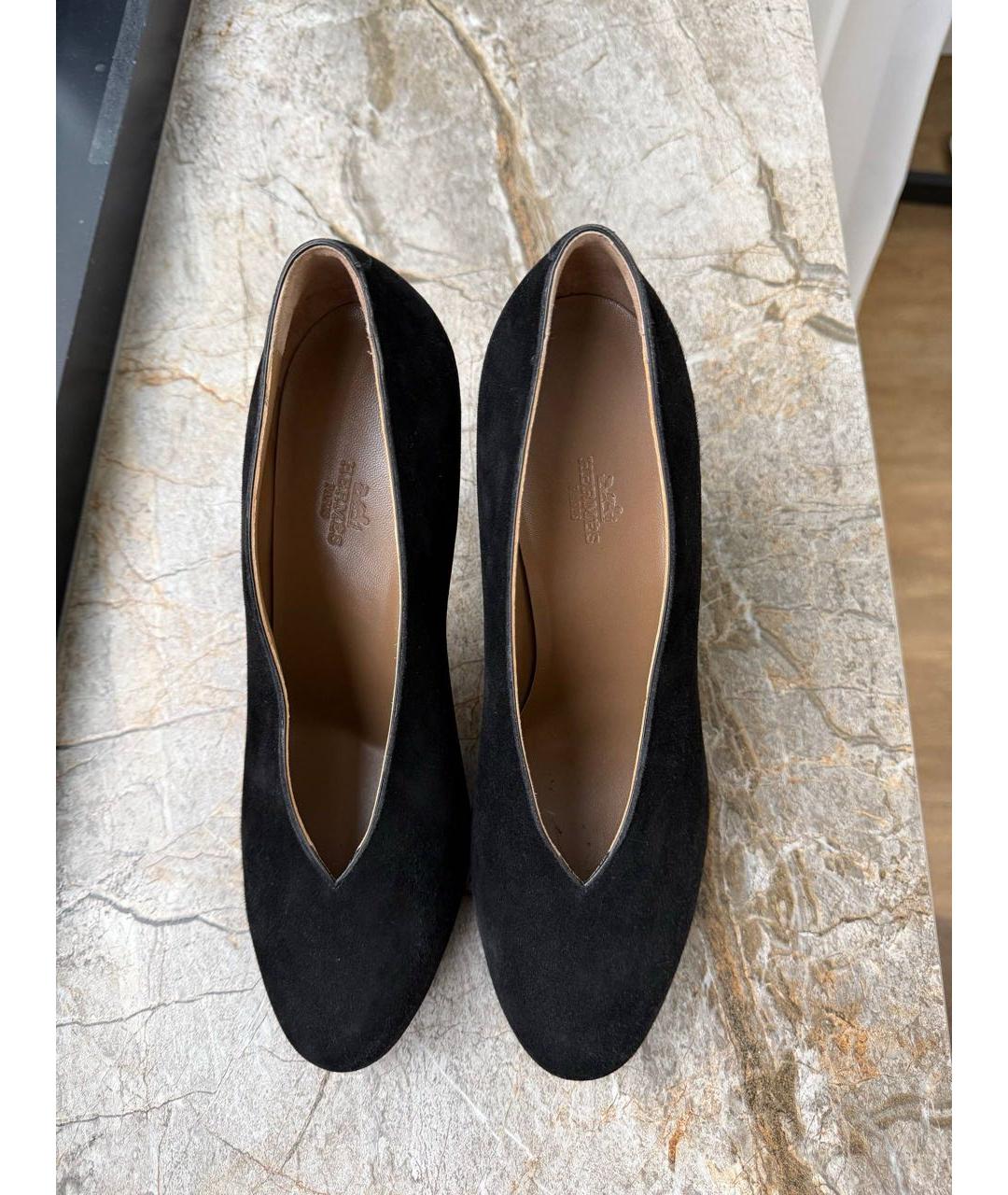 HERMES Черные замшевые туфли, фото 3