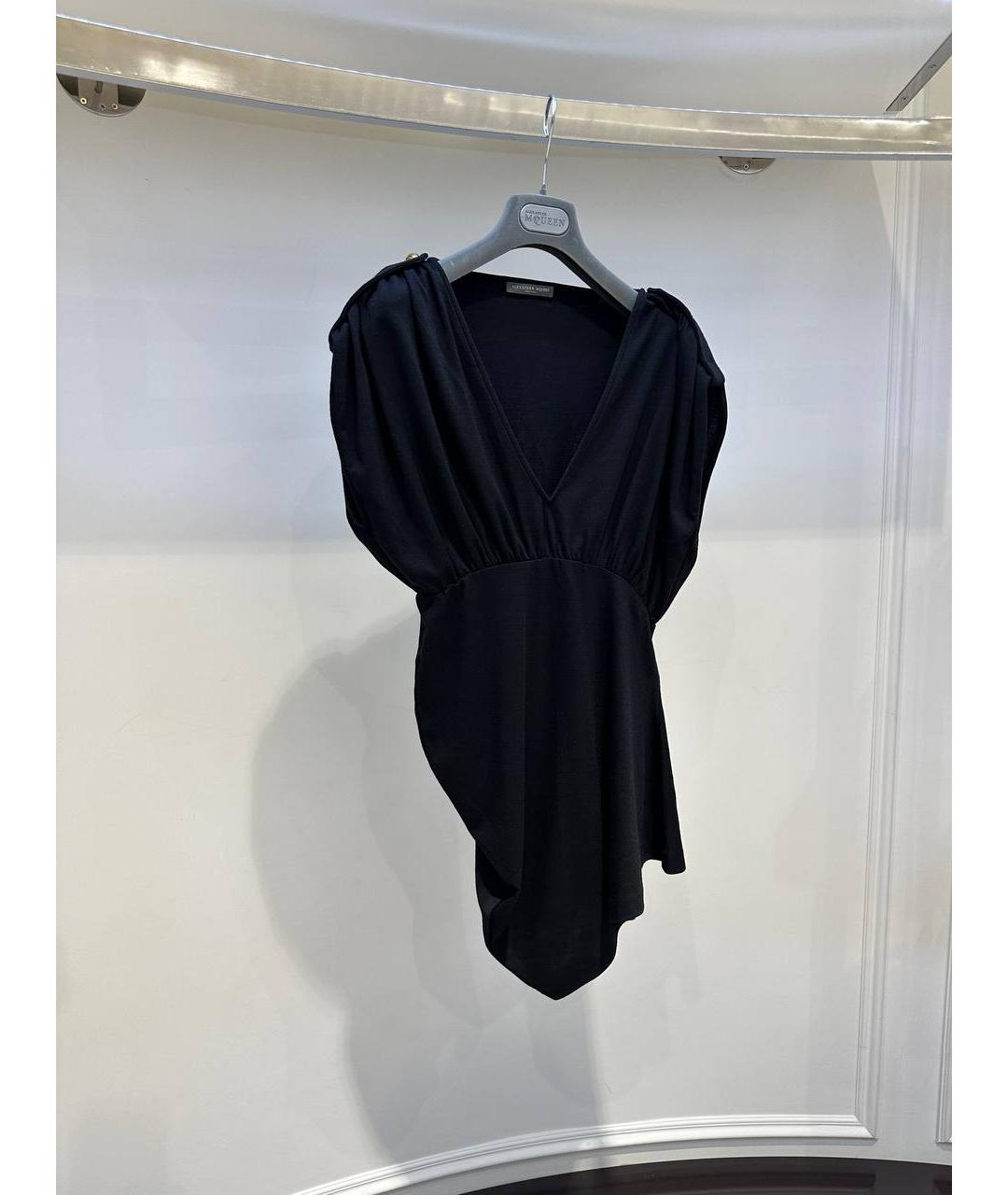 ALEXANDER MCQUEEN Черное шерстяное коктейльное платье, фото 2