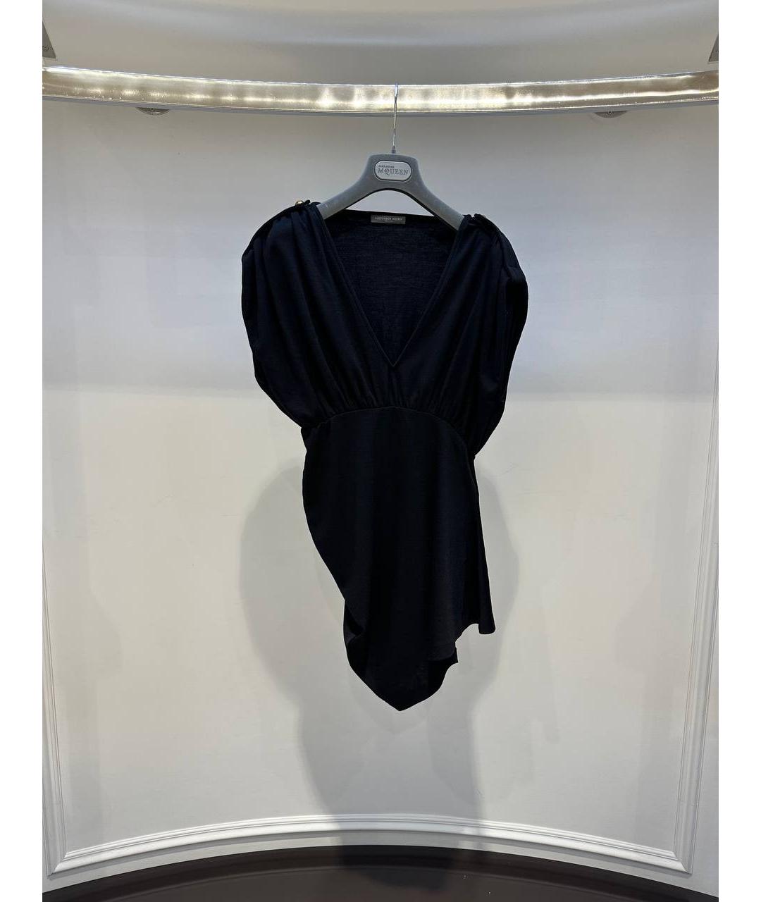 ALEXANDER MCQUEEN Черное шерстяное коктейльное платье, фото 4