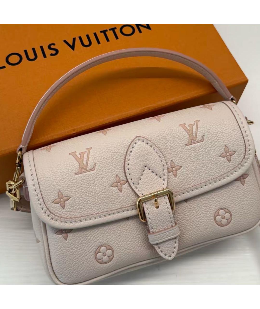 LOUIS VUITTON Белая кожаная сумка с короткими ручками, фото 3