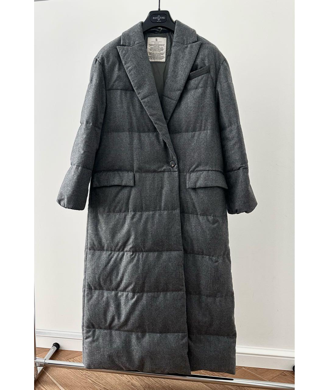 BRUNELLO CUCINELLI Антрацитовый шерстяной пуховик, фото 9