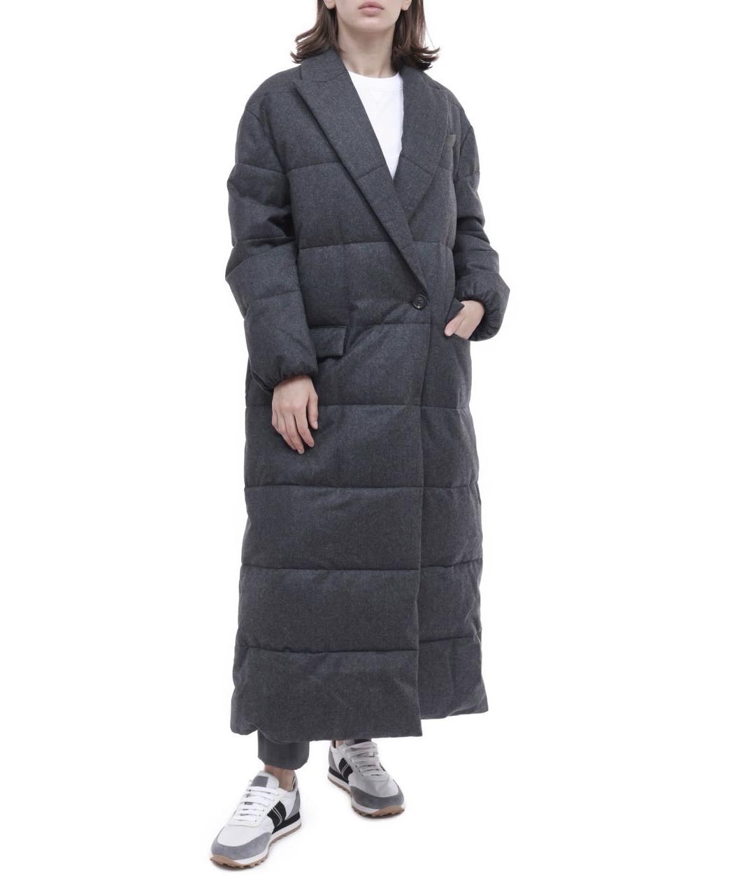 BRUNELLO CUCINELLI Антрацитовый шерстяной пуховик, фото 8