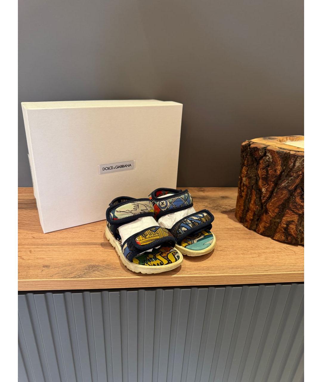 DOLCE & GABBANA KIDS Мульти текстильные сандалии и шлепанцы, фото 3