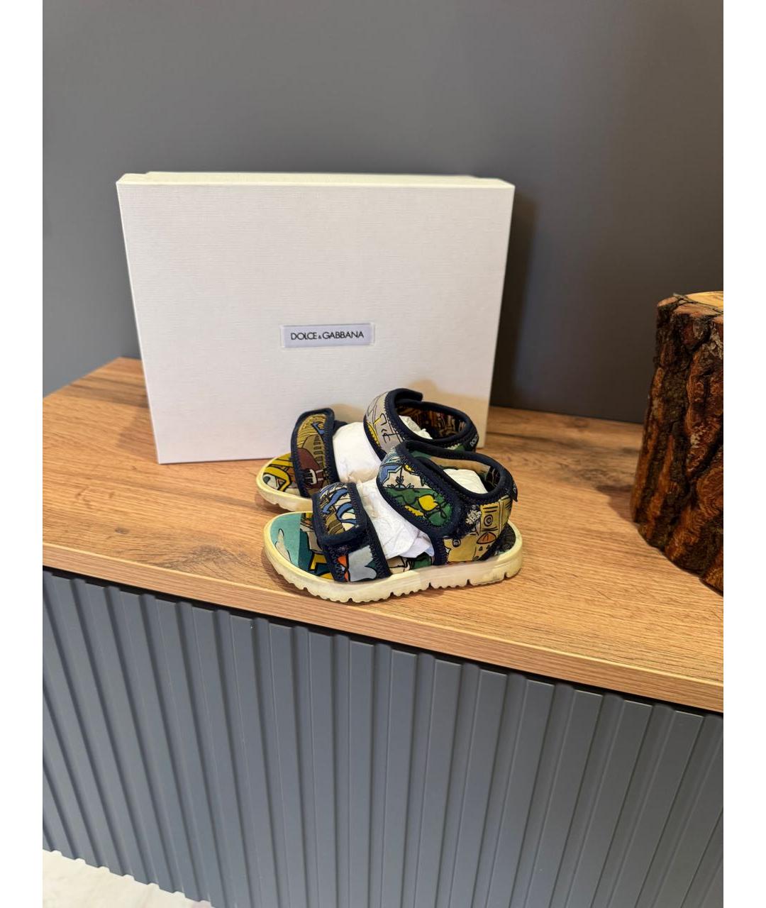 DOLCE & GABBANA KIDS Мульти текстильные сандалии и шлепанцы, фото 6