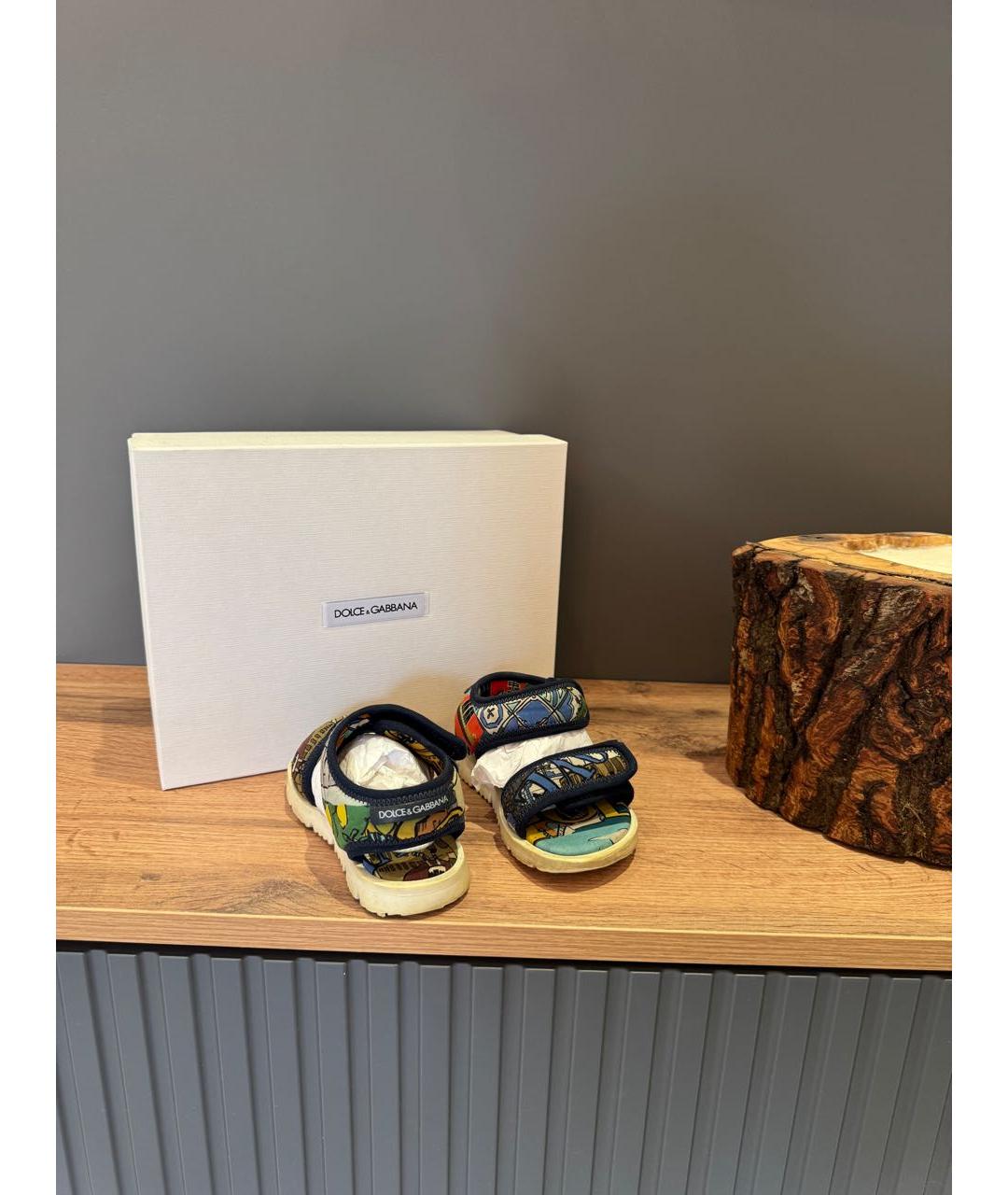 DOLCE & GABBANA KIDS Мульти текстильные сандалии и шлепанцы, фото 2