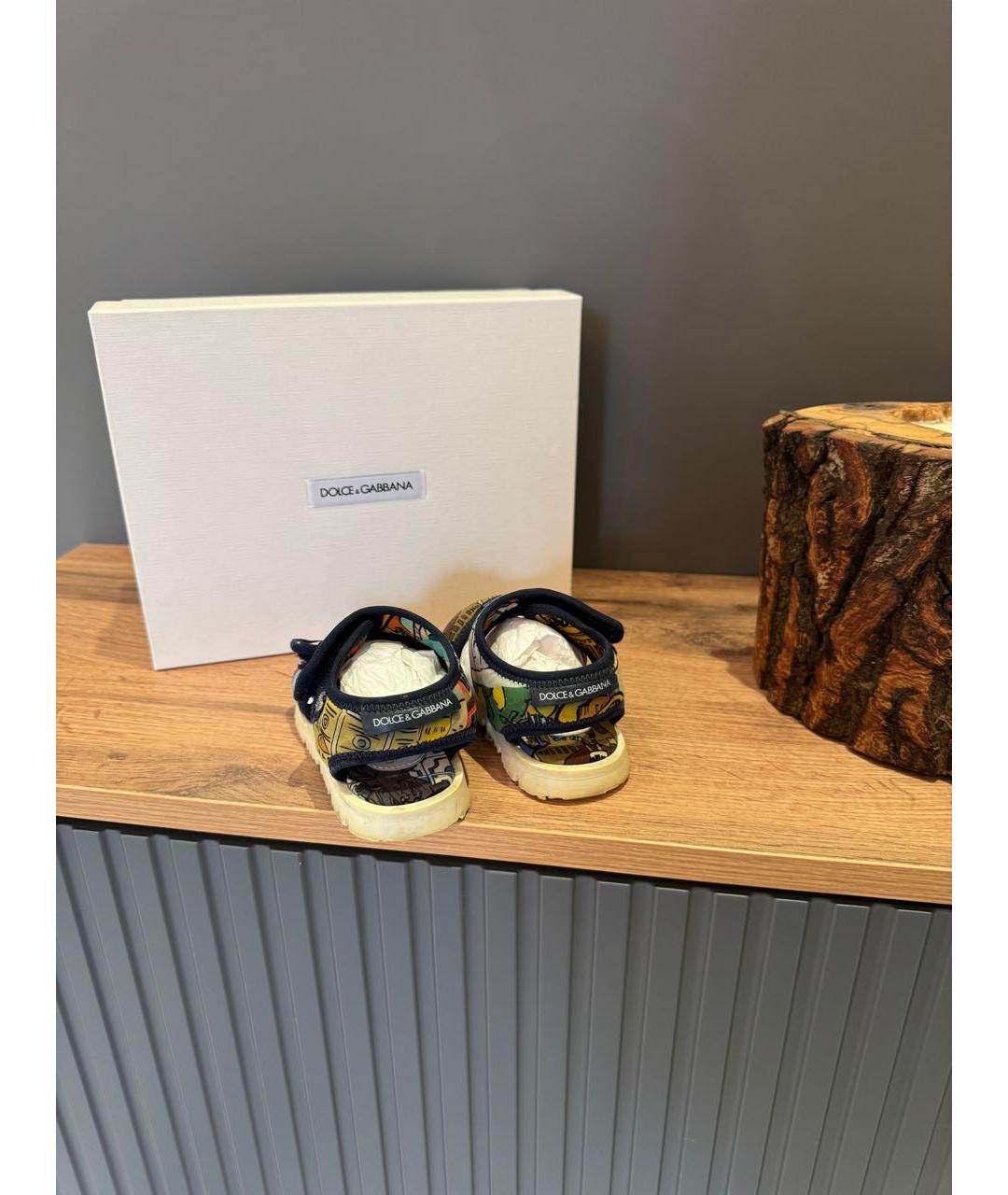 DOLCE & GABBANA KIDS Мульти текстильные сандалии и шлепанцы, фото 4