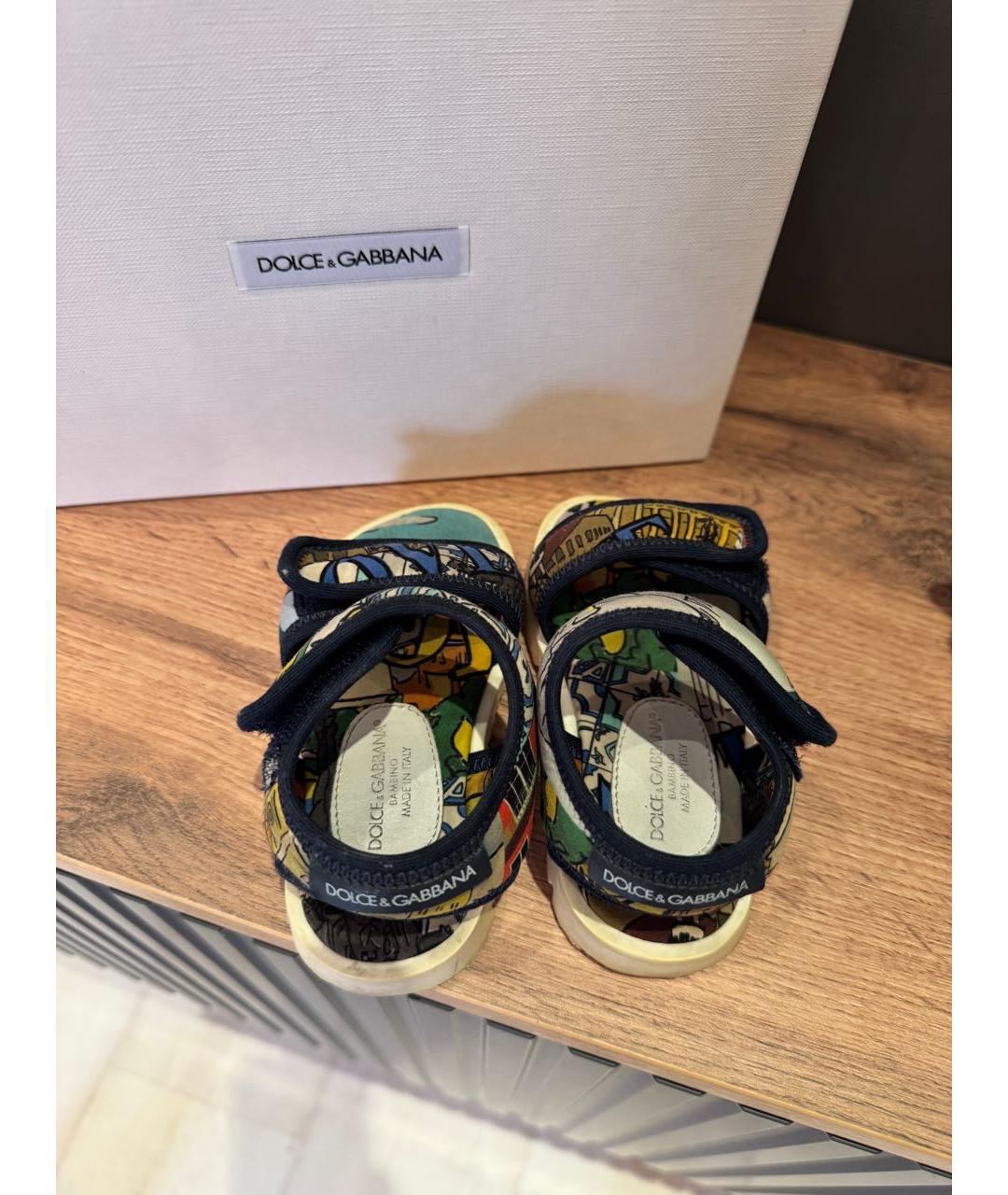 DOLCE & GABBANA KIDS Мульти текстильные сандалии и шлепанцы, фото 5